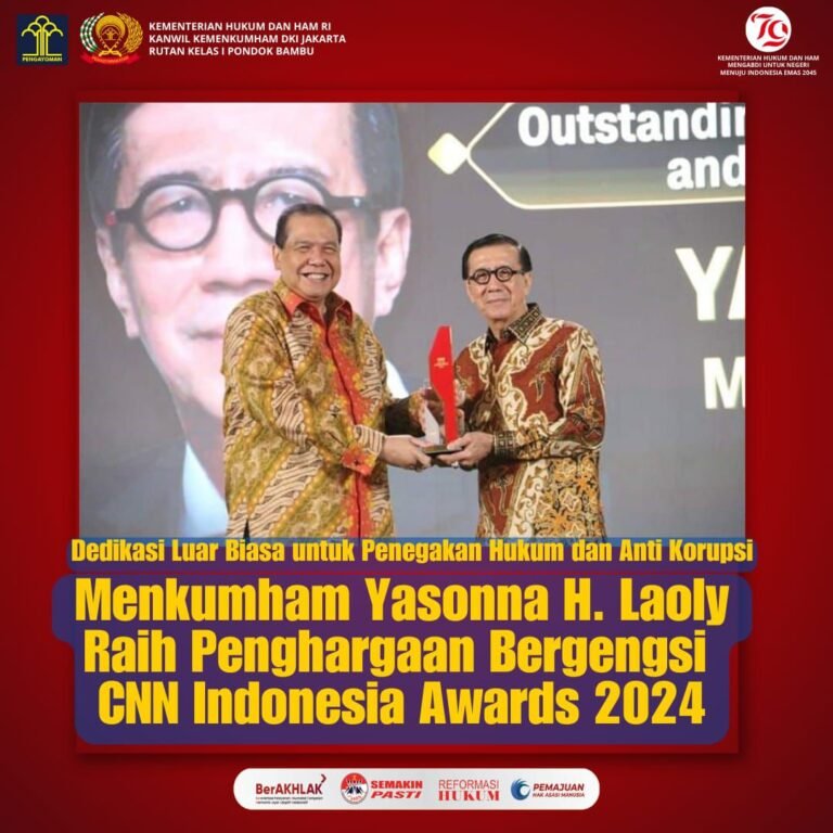 Menkumham Yasonna Laoly Raih Penghargaan Bergengsi CNN Indonesia Awards 2024