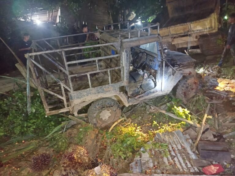 Mobil Pengangkut Sawit Terbalik, Sopir Meninggal Dunia