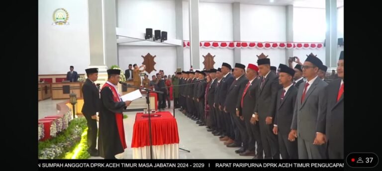 Sebanyak 40 Anggota DPRK Aceh Timur Periode 2024-2029 Resmi Dilantik