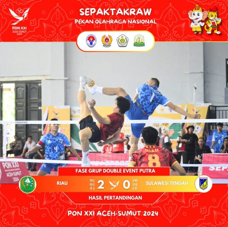 Fase Grup Double Event Putra PON XXI Aceh-Sumut 2024 Riau Taklukkan Sulawesi Tengah.