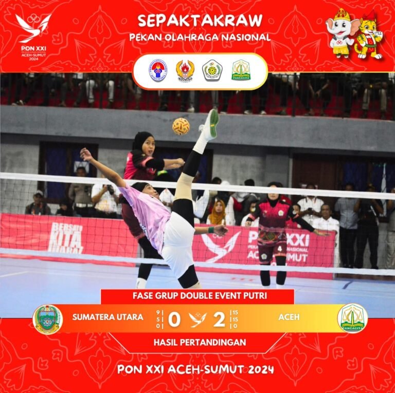 Aceh Taklukkan Sumatera Utara di Fase Grup Double Event Sepak Takraw Putri PON XXI 2024