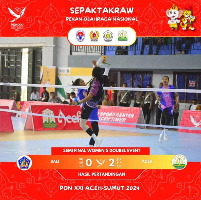 Tim Sepak Takraw Aceh Putri Taklukkan Tim Putri Bali Dalam Ajang PON XXI