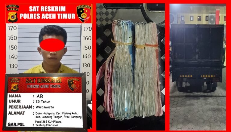 Nekat Mencuri di Warung, Seorang Pria Warga Lampung Diamankan ke Polres Aceh Timur