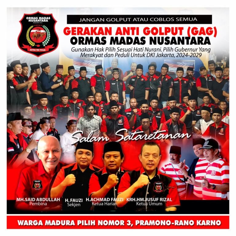 Madas Nusantara Luncurkan Gerakan Anti Golput. Pilih 3, Pramono-Rano di Pilkada DKI Jakarta