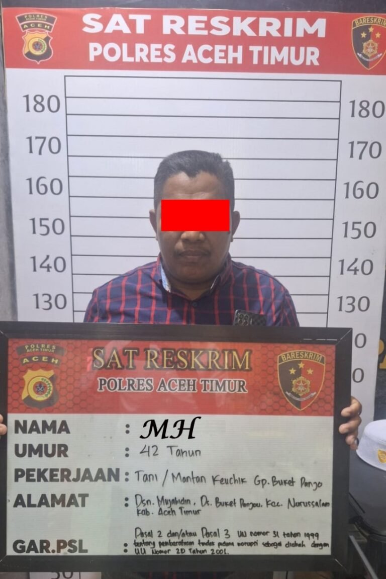Diduga Korupsi APBG, Mantan Geuchik Nurussalam Ini Ditangkap polisi