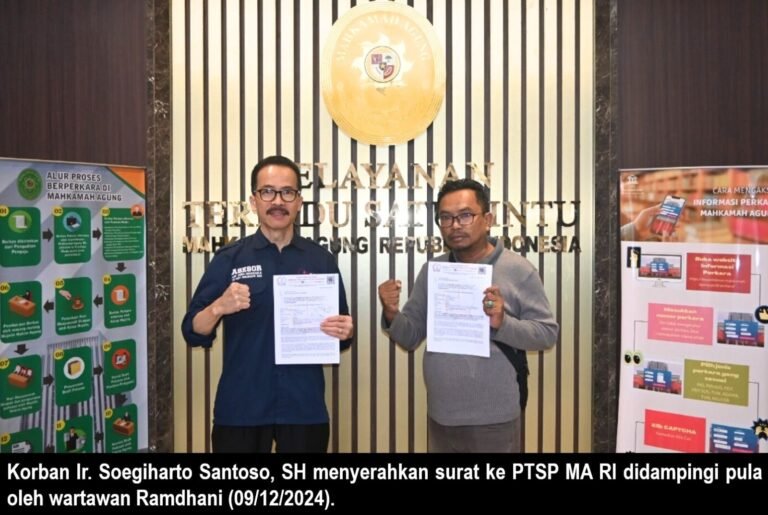 8 Tahun Berjuang Cari Keadilan, Soegiharto Santoso Surati Ketua MA