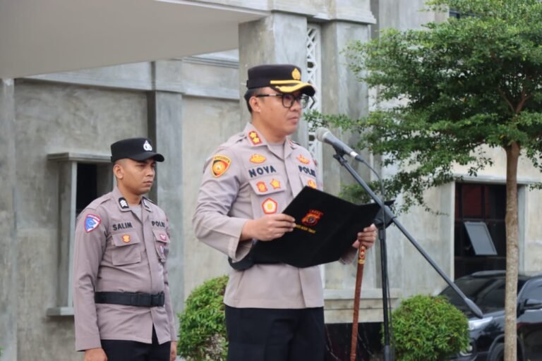 Kapolres Aceh Timur Pimpin Upacara Pelantikan Jabatan Kabag SDM dan Serah Terima Jabatan Kapolsek