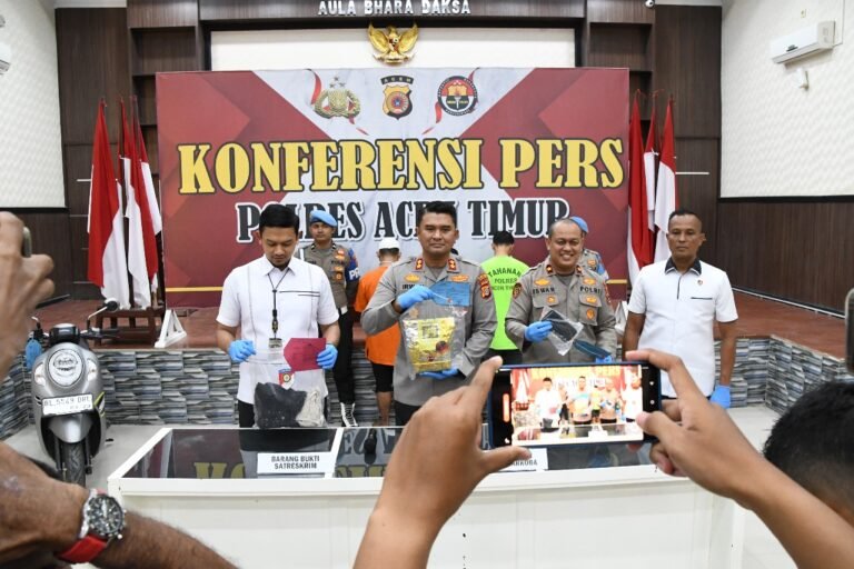 Polres Aceh Timur Gelar Konferensi Pers Pengungkapan Narkoba dan Pelecehan Seksual