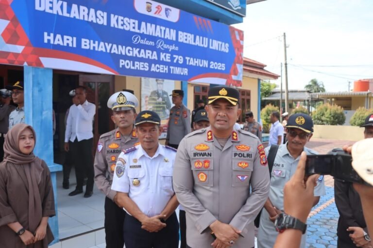 Semangat Hari Bhayangkara Ke 79, Polres Aceh Timur Gelar Deklarasi Keselamatan Berlalu Lintas.