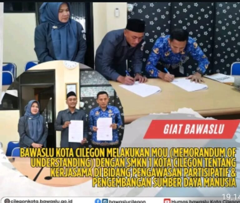 Bawaslu Kota Cilegon dan SMKN 1 Teken MoU, Dorong Pengawasan Partisipatif di Kalangan Pelajar