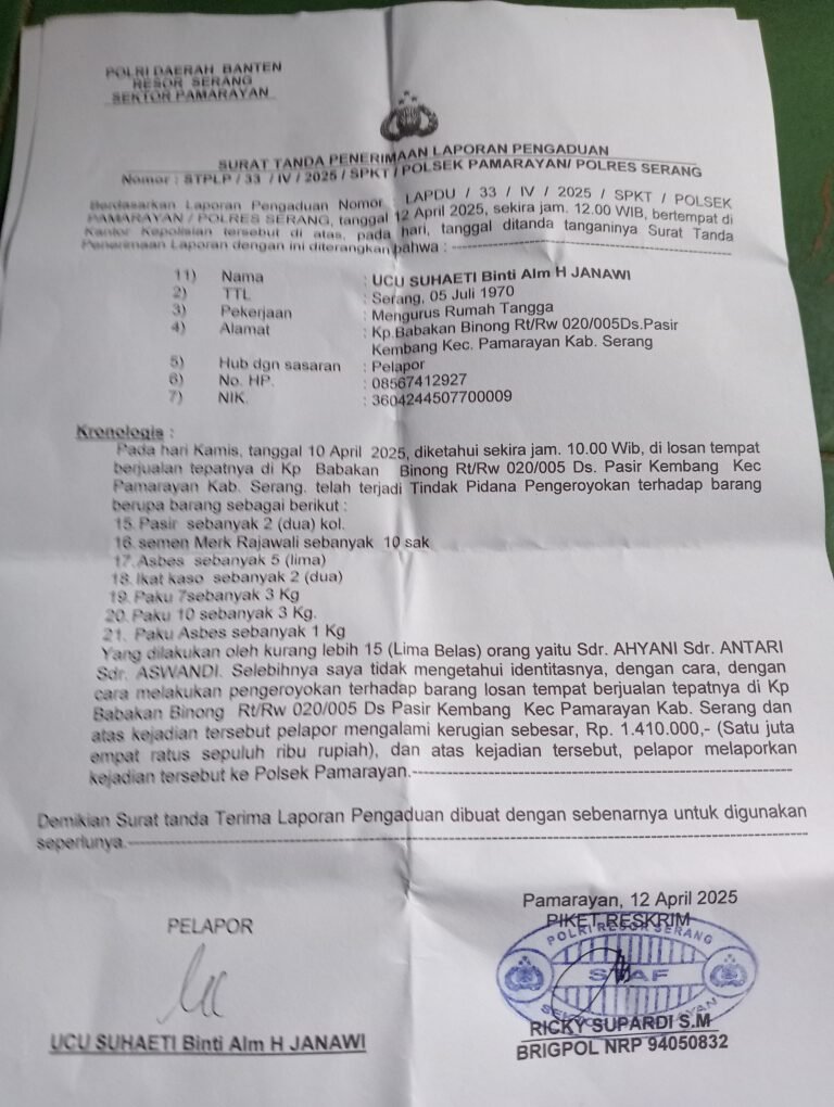 Warga Babakan Binong Minta Kepastian Hukum atas Laporan Perusakan dan Pengeroyokan di Polsek Pamarayan