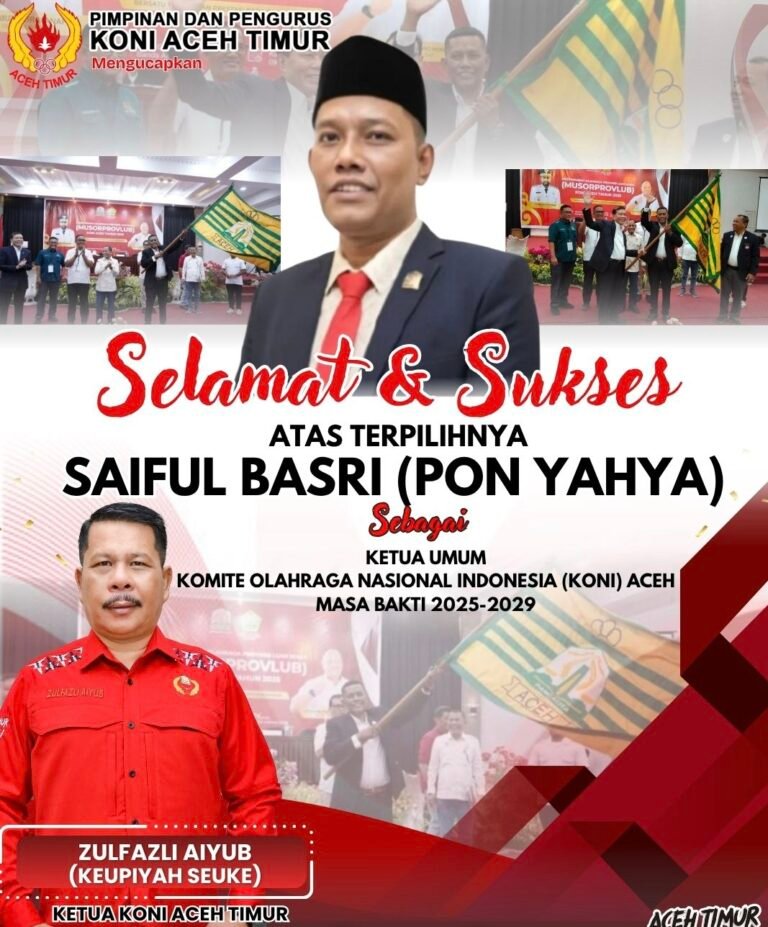 Keupiyah Seuke Ucapkan Selamat kepada Pon Yahya Terpilih Sebagai Ketua KONI Aceh