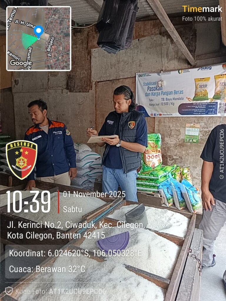 Cegah Spekulan, Polres Cilegon Awasi Ketat Penjualan Beras di Pasar Tradisional