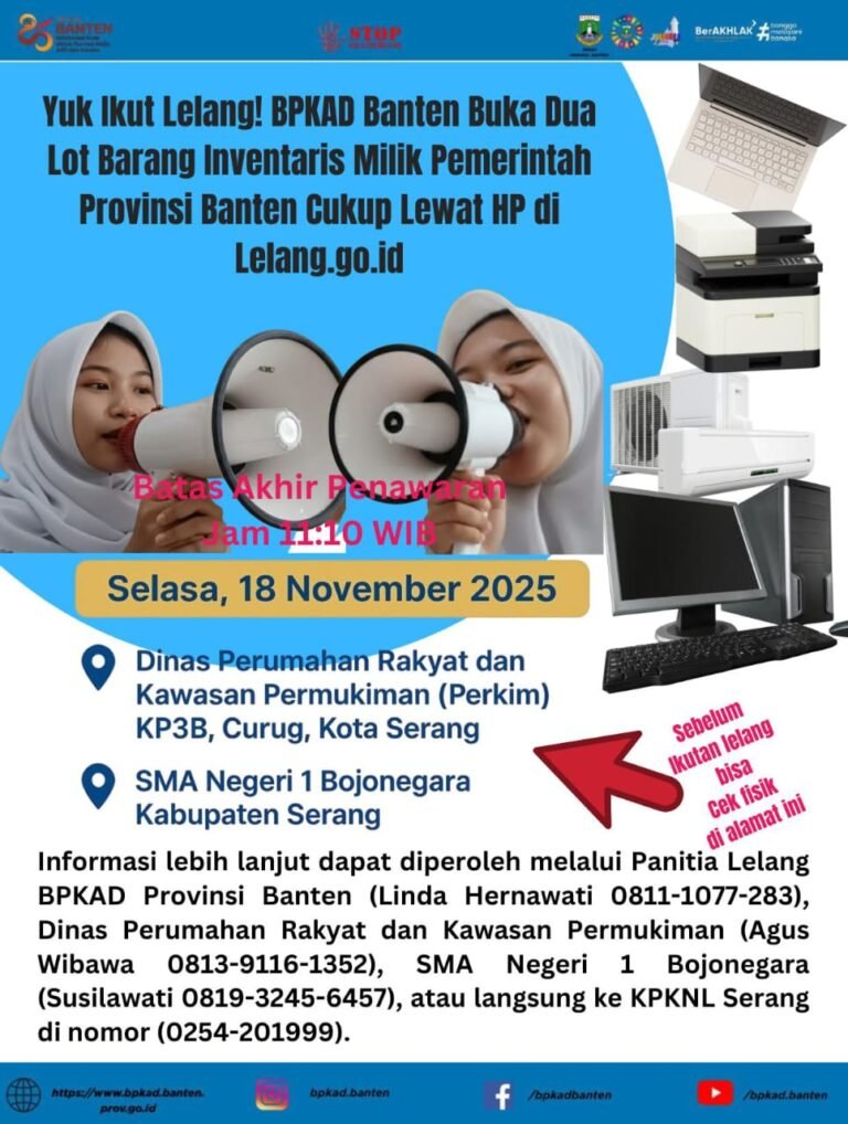 BPKAD Banten Umumkan Lelang Barang Milik Daerah Melalui Aplikasi Lelang.go.id