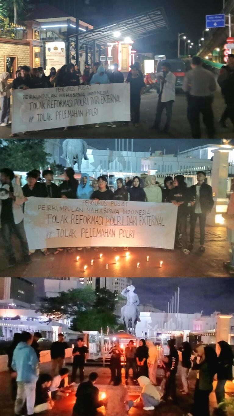 TOLAK PELEMAHAN POLRI DENGAN REFORMASI POLRI DARI EKSTERNAL, MAHASISWA PP-PMI GERUDUK KEMENTRIAN PERTAHANAN TENGAH MALAM