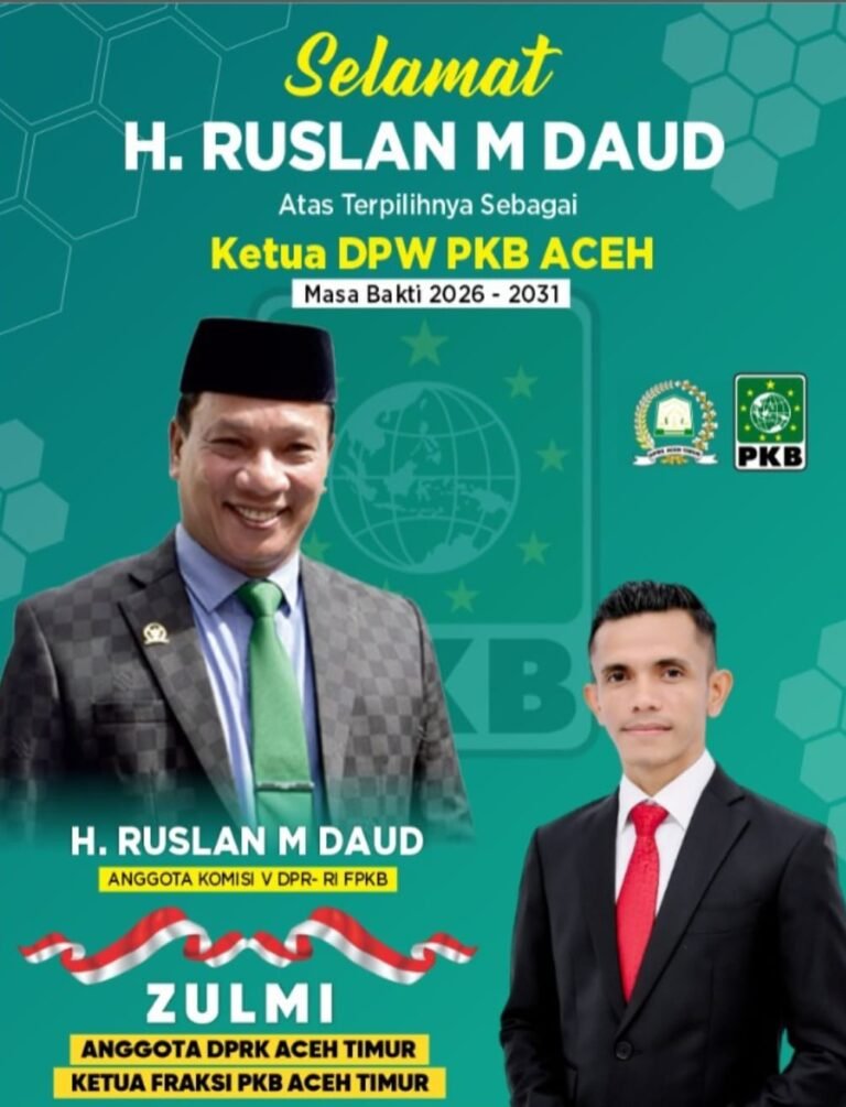 Zulmi Ucapkan Selamat atas Penetapan H.Ruslan Daud Sebagai DPW PKB Aceh 2026–2031