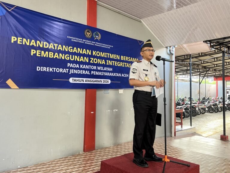 Wujudkan Birokrasi Bersih, Kanwil Ditjenpas Aceh Tandatangani Komitmen Bersama Pembangunan Zona Integritas