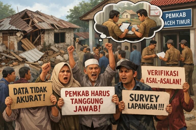 Warga Gampong Jawa Desak Pemkab Aceh Timur Bertanggung Jawab: Hasil Verifikasi Rumah Rusak Muncul Tanpa Peninjauan Lapangan