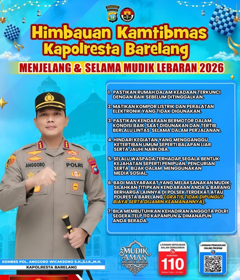 Kapolresta Barelang Imbau Masyarakat Tingkatkan Kewaspadaan Menjelang dan Selama Mudik Lebaran 2026