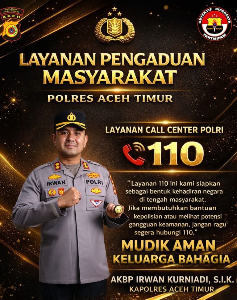 Ramadhan-Lebaran, Kapolres Aceh Timur Ingatkan Warga Manfaatkan Layanan Hotline Polisi 110