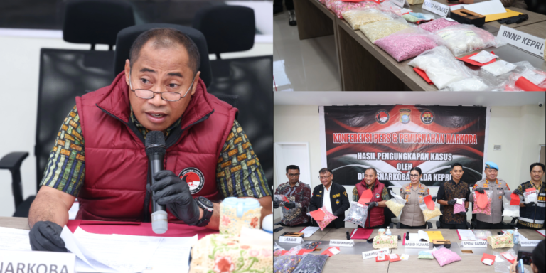 DITRESNARKOBA POLDA KEPRI GELAR KONFERENSI PERS UNGKAP KASUS DAN PEMUSNAHAN BARANG BUKTI TINDAK PIDANA NARKOTIKA PERIODE BULAN FEBRUARI-APRIL 2026