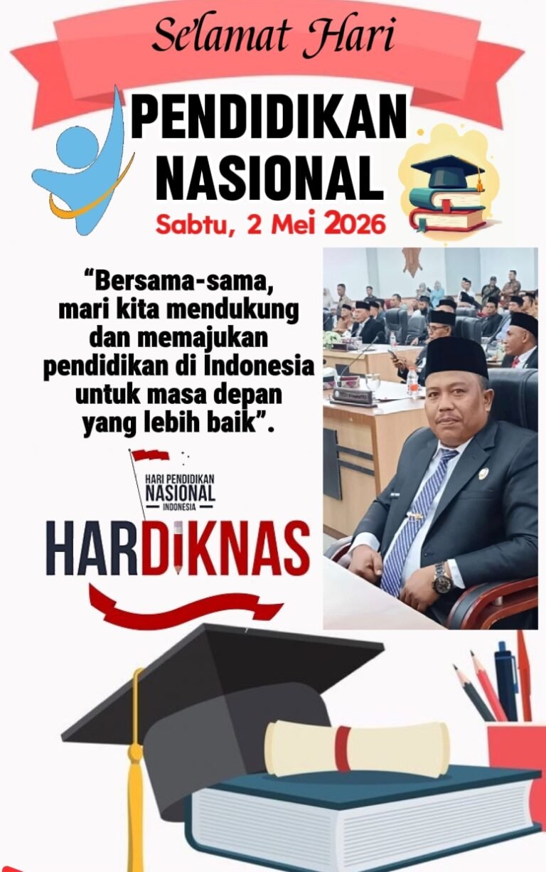 Anggota DPRK Aceh Timur Fraksi Partai Nasdem Mat Rais, S.E. Ucapkan Selamat Hardiknas 2026.