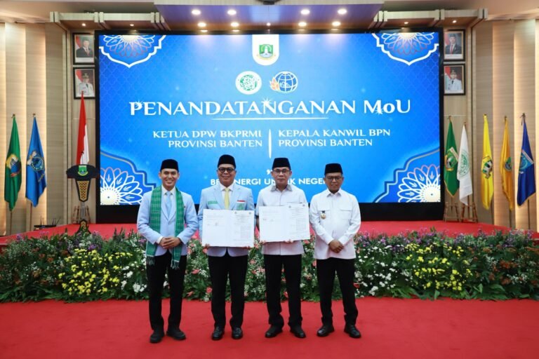 Disaksikan Gubernur Banten, BPN dan BKPRMI Kolaborasi Percepat Legalitas Tanah Wakaf