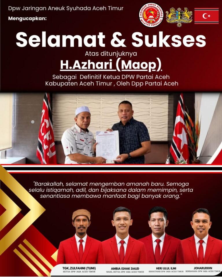 DPW JASA Aceh Timur Ucapkan Selamat Kepada Haji Maop Nahkodai DPW PA