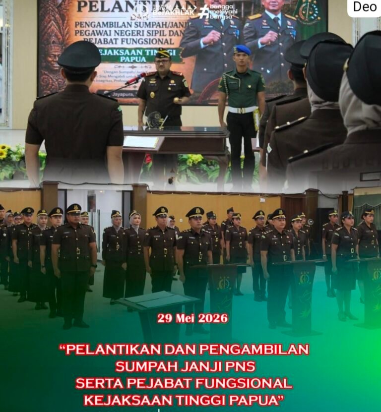 Kajati Papua Lantik 20 Pegawai, Tekankan Integritas dan Larang Gaya Hidup Flexing