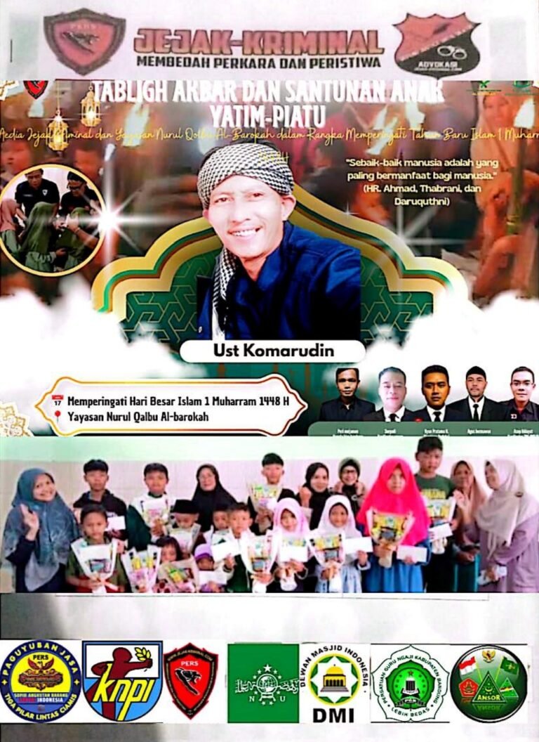 Ketua Yayasan Nurul Qolbu Al-Barokah Ustadz Komarudin (Abeh) Ucapkan Terima Kasih atas Dukungan dan Partisipasi Media Jejak Kriminal