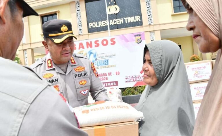 300 Paket Bansos untuk Warga, Polres Aceh Timur Tebar Kepedulian di Hari Bhayangkara Ke-80