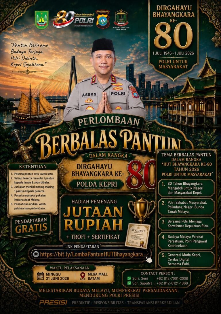 Sambut Hari Bhayangkara Ke-80, Polda Kepri Gelar Perlombaan Berbalas Pantun Untuk Lestarikan Budaya Melayu