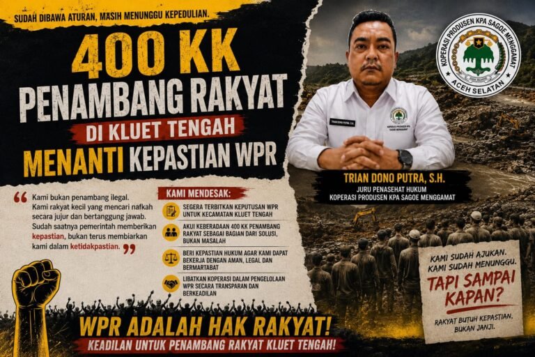 400 KK Penambang Rakyat di Kluet Tengah Menanti Kepastian WPR, Desak Percepatan Penetapan hingga Kementerian ESDM