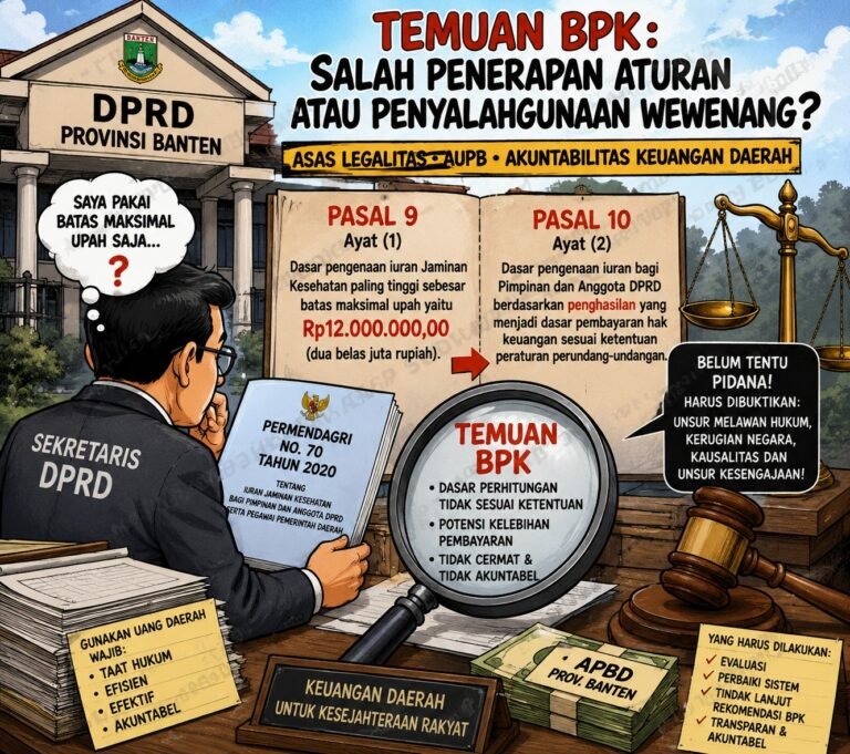 Analisis Hukum atas Temuan BPK Mengenai Dasar Perhitungan Iuran BPJS Kesehatan Pimpinan dan Anggota DPRD Provinsi Banten (Pasal 9 dan 10 Permendagri 70 tahun 2020) 