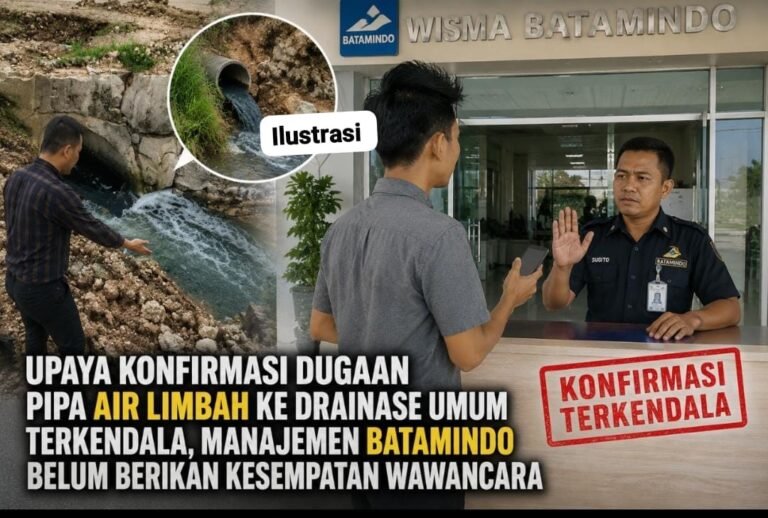 Upaya Konfirmasi Dugaan Pipa Air Limbah ke Drainase Umum Terkendala, Manajemen Batamindo Belum Berikan Kesempatan Wawancara