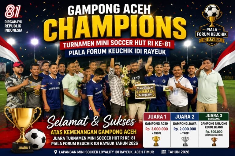 Gampong Aceh Champions Turnamen Mini Soccer HUT RI ke-81 Piala Forum Keuchik Idi Rayeuk