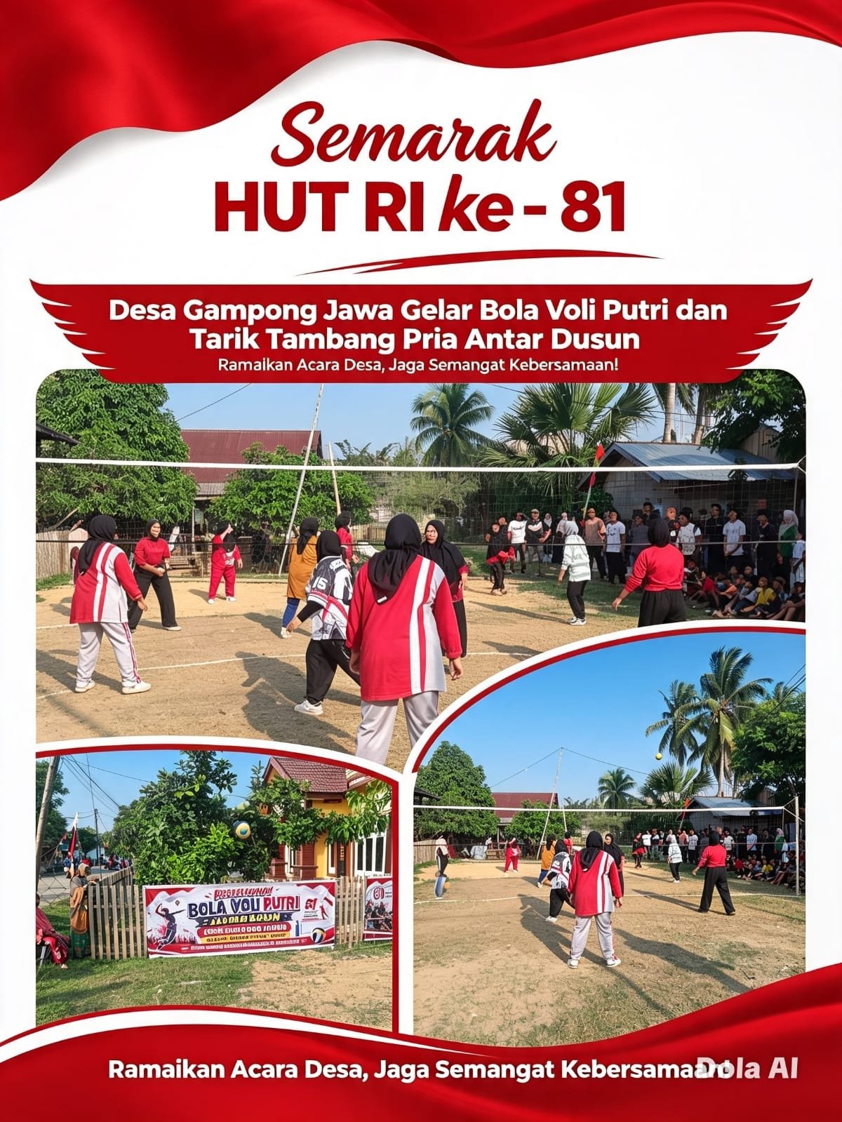 Semarak HUT RI ke-81, Desa Gampong Jawa Gelar Bola Voli Putri dan Tarik Tambang Pria Antar Dusun