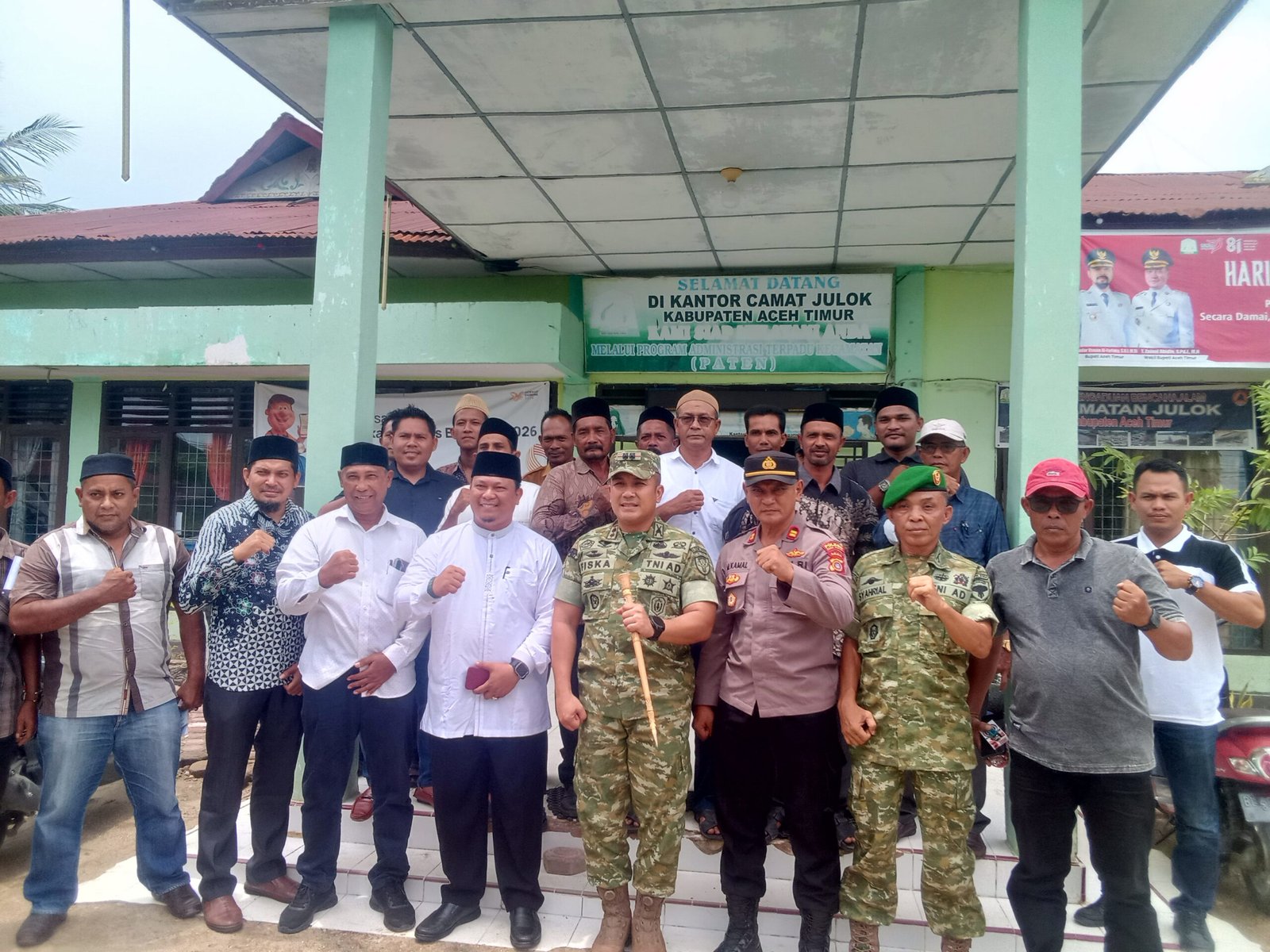 Perkuat Sinergitas TNI dan Pemerintah, Camat Bersama Muspika Julok Sambut Kunjungan Dandim Aceh Timur